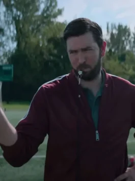 Cat Person 2023 Nicholas Braun Maroon Jacket