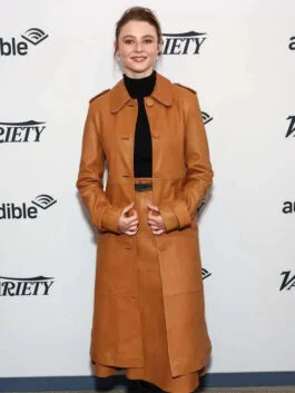 Eileen 2023 Thomasin McKenzie Brown Coat