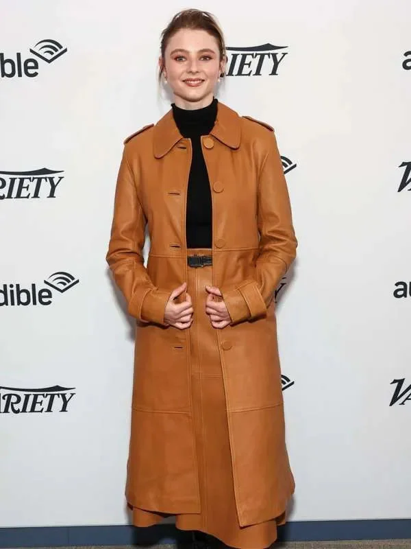 Eileen 2023 Thomasin McKenzie Brown Coat