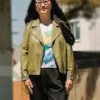 Shortcomings 2023 Sherry Cola Leather Jacket