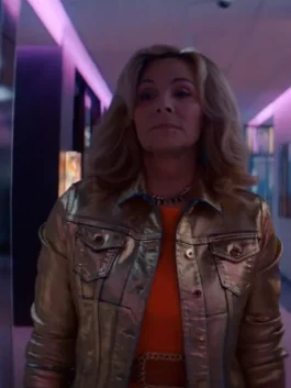 Glamorous 2023 Kim Cattrall Golden Jacket front
