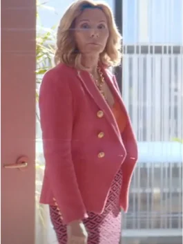 Glamorous 2023 Kim Cattrall Pink Blazer Coat