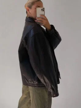 Women's 90's Oversize Black Leather Jacket