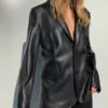 Women's Black 90's Leather Blazer