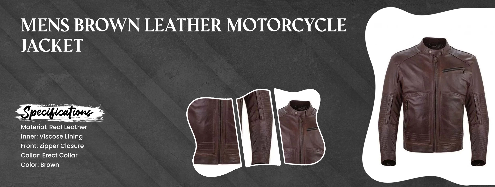 Mens Brown Leather Motorcycle Jacket