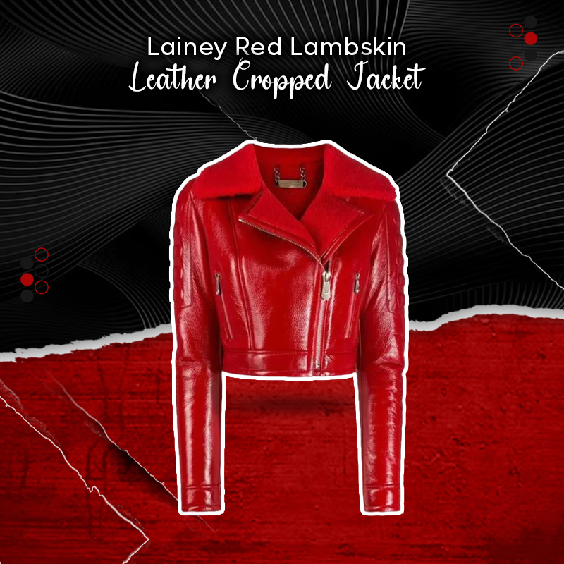 Lainey Red Lambskin Leather Cropped Jacket