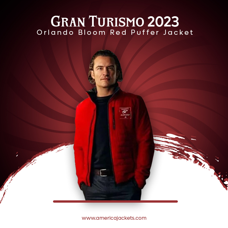 Gran Turismo 2023 Orlando Bloom Red Puffer Jacket