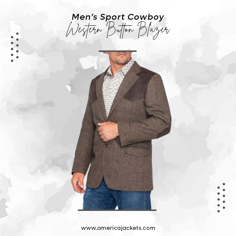 Men’s Sport Cowboy Western Button Blazer