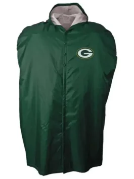 New York Jets NFL sideline insulated cape coat, green football player sideline jackets.