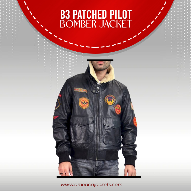 B3 Patched Pilot Bomber Jacket