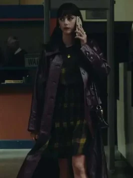 Kaya Scodelario Leather Coat