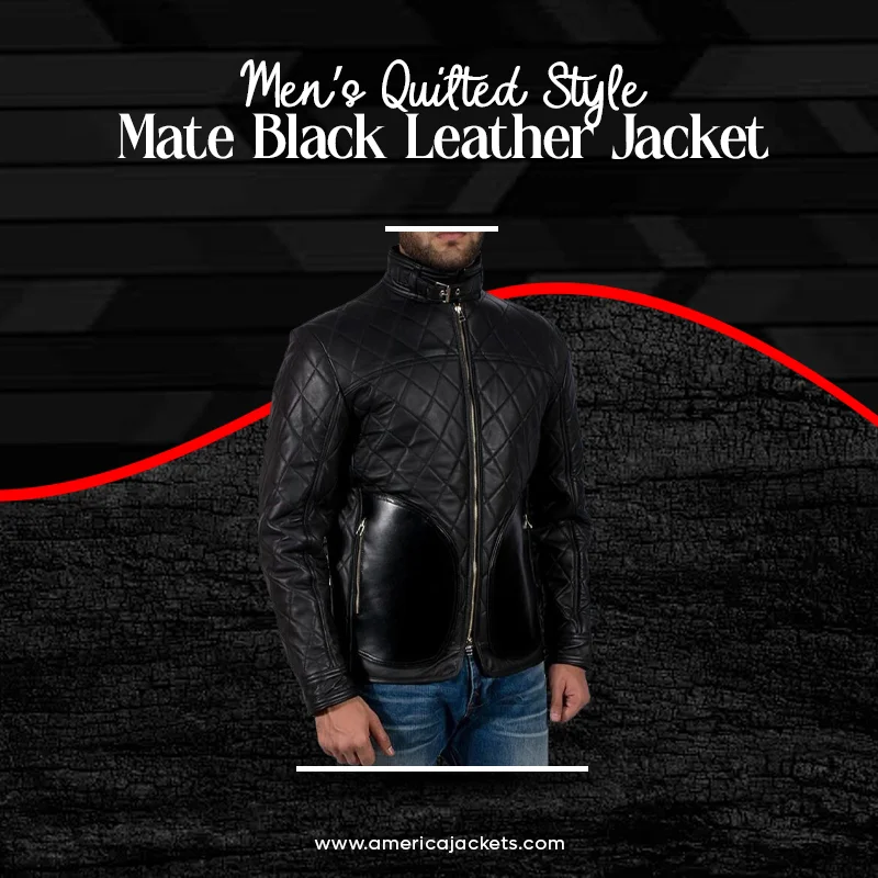 Men’s Quilted Style Mate Black Leather Jacket