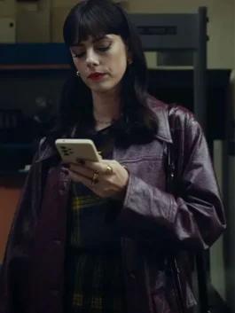 Kaya Scodelario Leather Coat