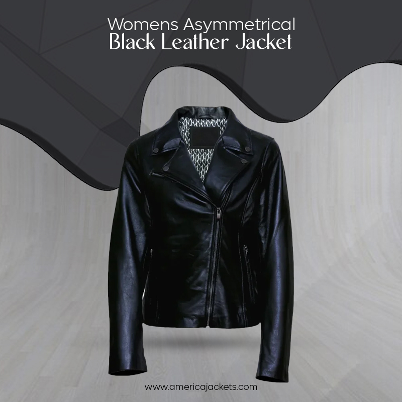 Womens Asymmetrical Black Leather Jacket