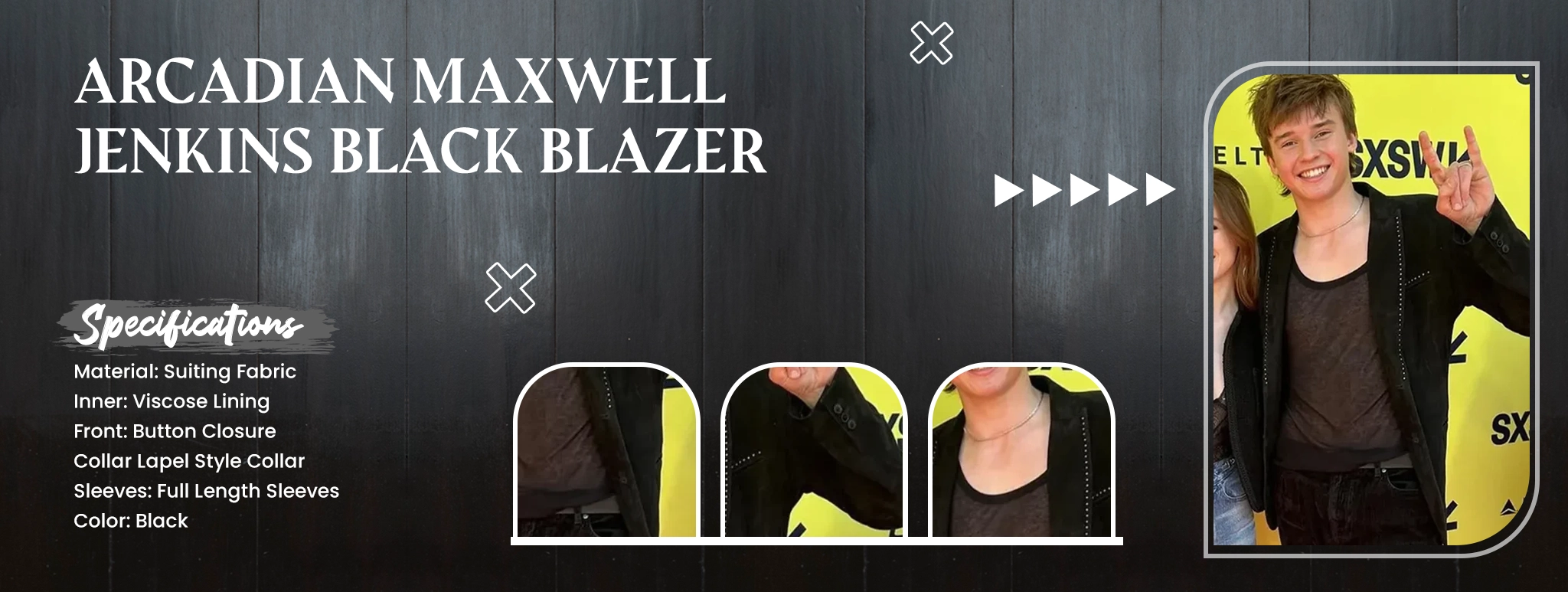 Arcadian Maxwell Jenkins Black Blazer