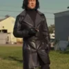 Hit Man Glen Powell Black Leather Coat