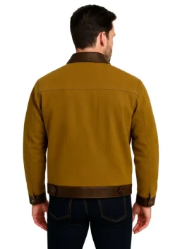 Hit Man Glen Powell Green Suede Leather Jacket (Back)
