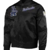 LA Dodgers Wordmark Black Satin Jacket