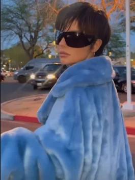 Maura Higgins Blue Vegan Fur Coat