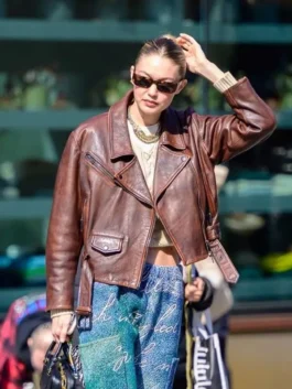 NYC 2024 Gigi Hadid Leather Jacket