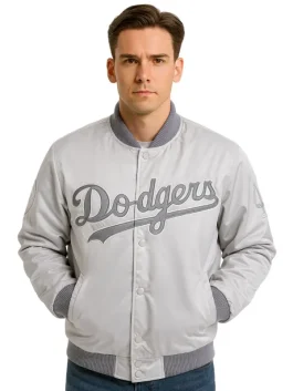 Silver LA Dodgers Satin Jacket
