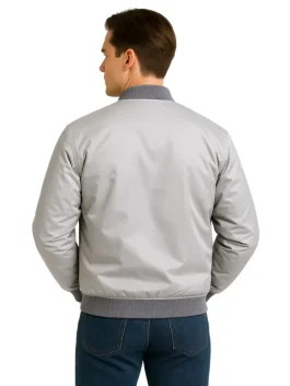 Silver LA Dodgers Satin Jacket (Back)