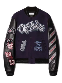 Basketball Team Off White Chicago Bulls Varsity Jacket