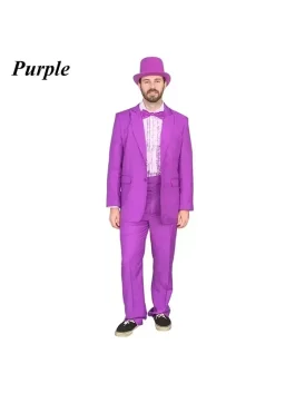Purple dumb and dumber suit costume inspired by the classic comedy, a fun twist on the original dumb and dumber orange and blue suits.