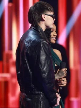 IHeartRadio Music Awards Peso Pluma Black Leather Jacket