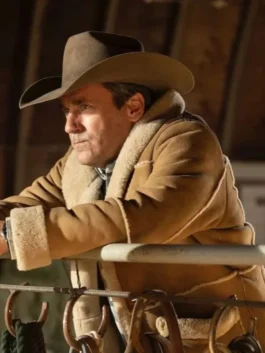 Jon Hamm Fargo S05 Roy Tillman Brown Shearling Suede Leather Jacket