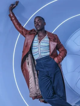 Ncuti Gatwa Doctor Who 15th Doctor Brown Leather Trench Coat