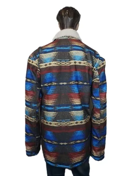 Back view of Dumb and Dumber ski outfit for sale showing colorful western-style design and premium fabric details.