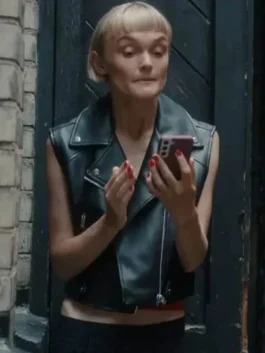 Betty Black Leather Vest