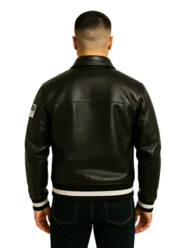 Studded Supreme Leather Varsity Jacket (Back)