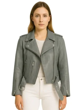 The Rookie Nyla Harper Grey Leather Jacket