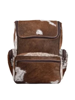 Cowhide Hairon Brown And White Backpack