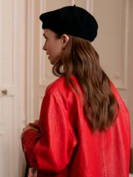 Emily Cooper Red Leather Coat