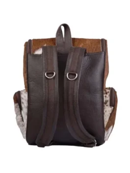 Rucksack Multiple Pockets Cowhide Brown And White Backpack
