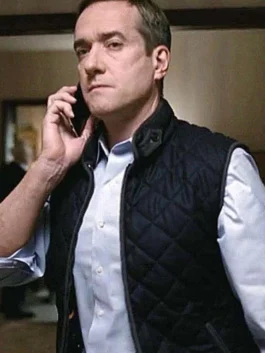 Succession Tv Series Matthew Macfadyen Black Quilted Vest