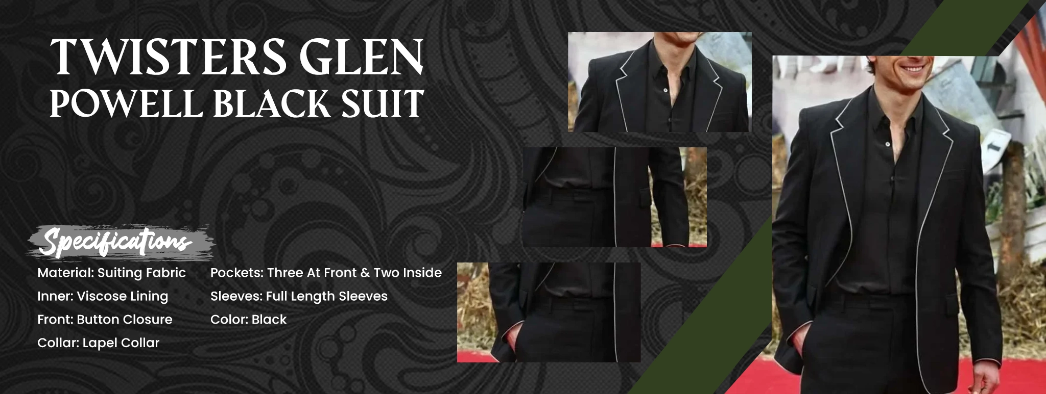 Twisters Glen Powell Black Suit