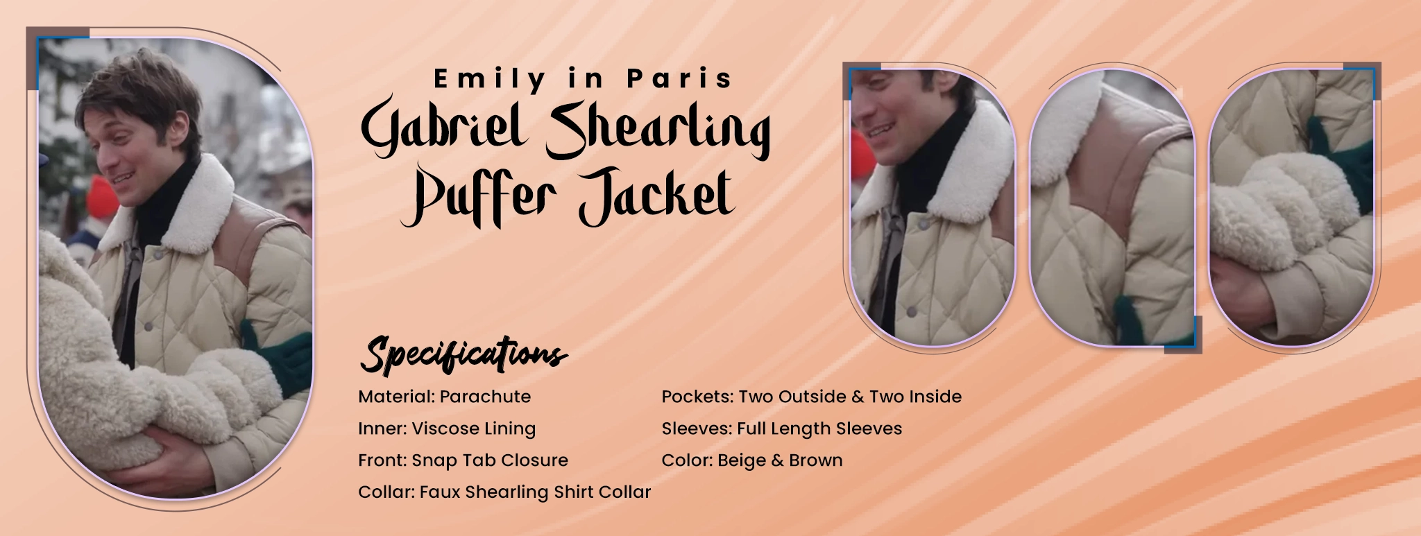 Emily in Paris Gabriel Shearling Puffer Jacket
