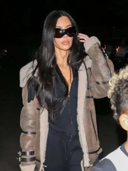 Kim Kardashian Shearling Leather Coat