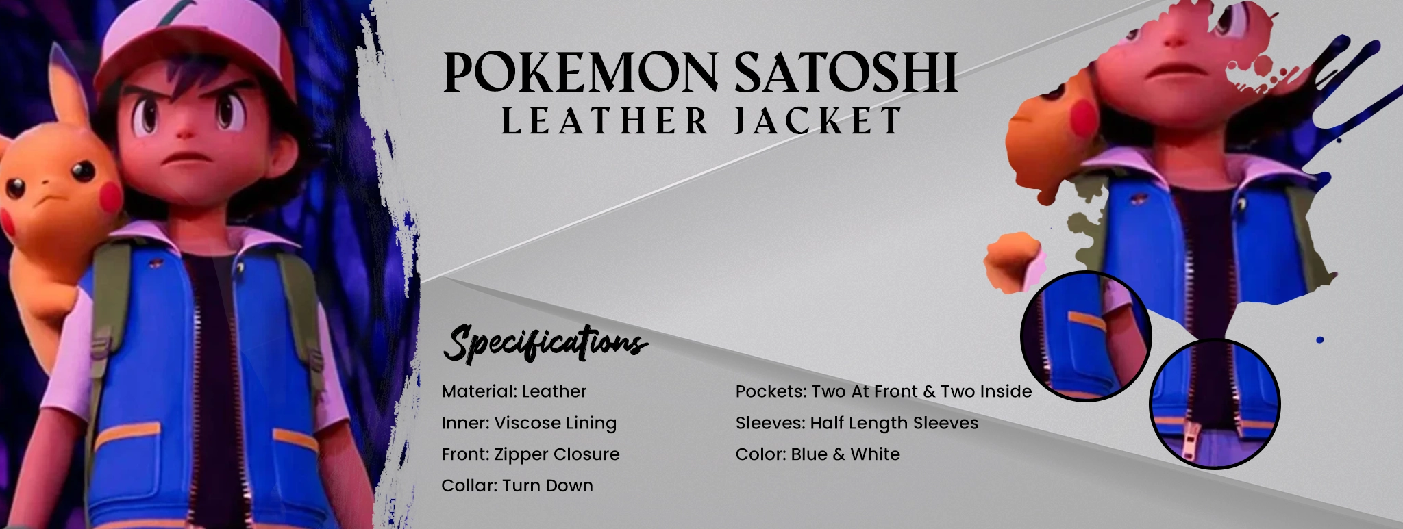 Pokemon Satoshi Leather Jacket