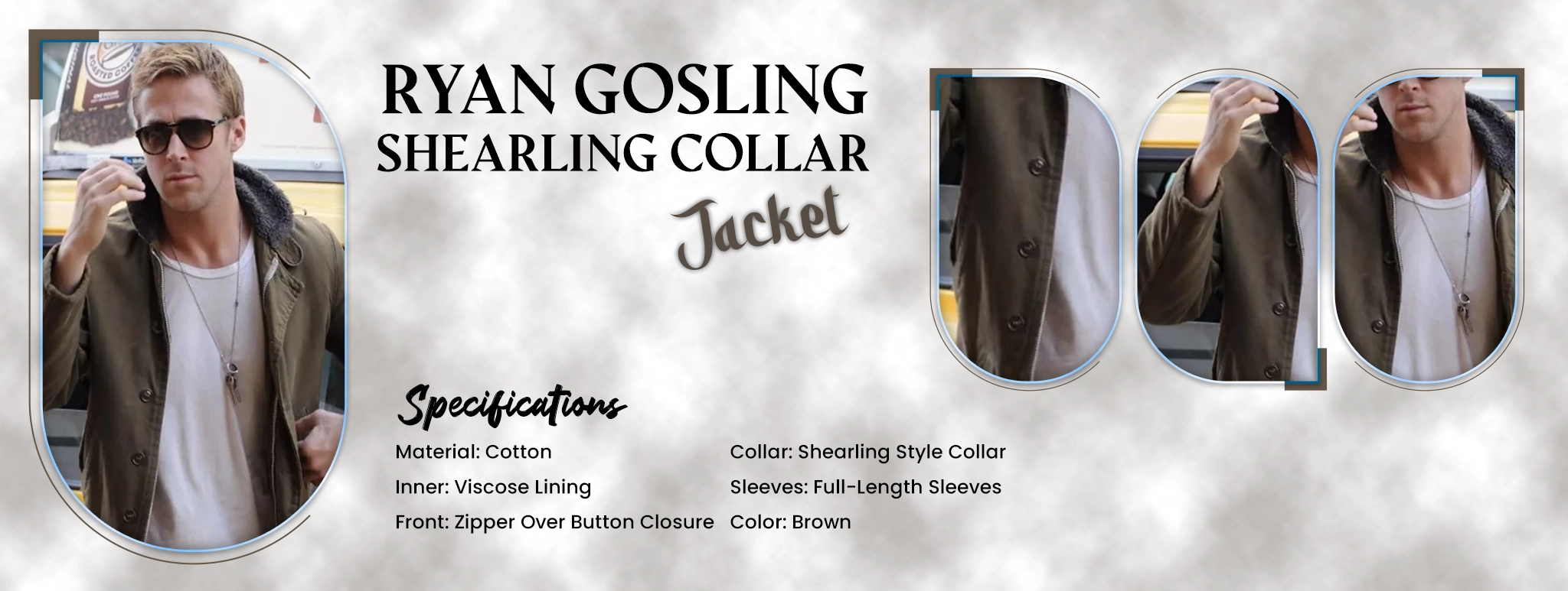 Ryan Gosling Shearling Collar Jacket