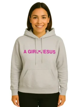 A Girl With Jesus Hoodie Grey Logo