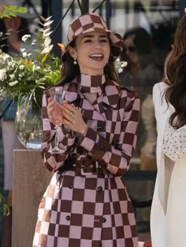 Emily in Paris Emily Cooper Checkered Trench Coat