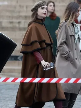 Emily in Paris Tv Series S04 Lily Collins Brown Wool Trench Coat