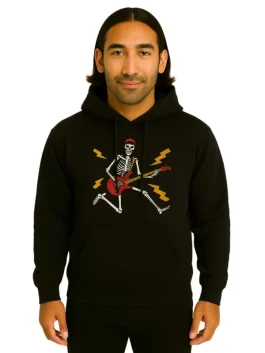 Halloween Skeleton Playing Guitar Hoodie