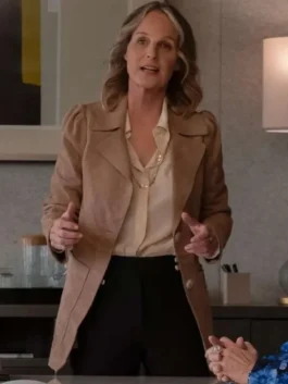 Helen Hunt Hacks Tv Series S03 Winnie Landell Brown Suede Leather Coat