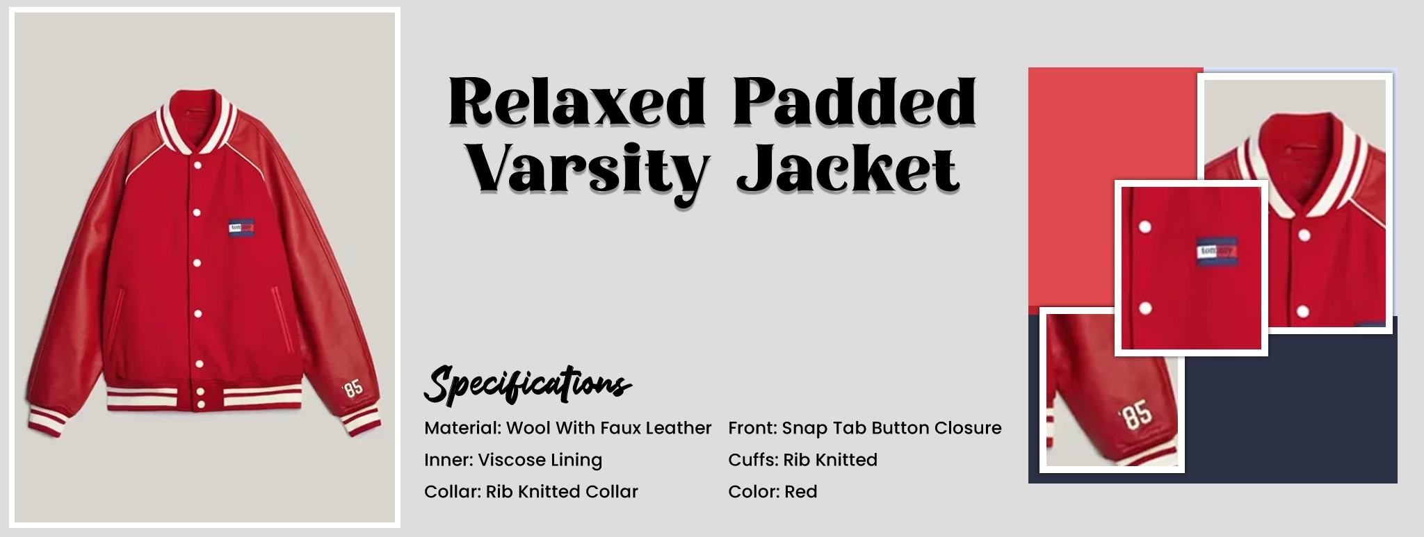 Relaxed Padded Varsity Jacket